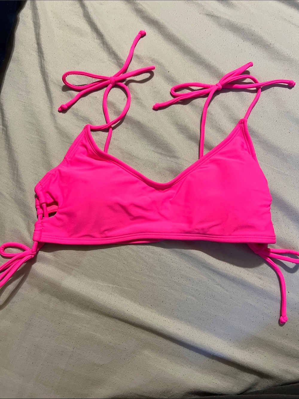 BONGO Neon Pink Bikini Top with Tie Details